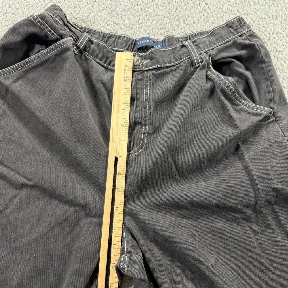 Aeropostale Womens Carpenter Pants Black Contrast Stitch Wide Leg Utility Large
